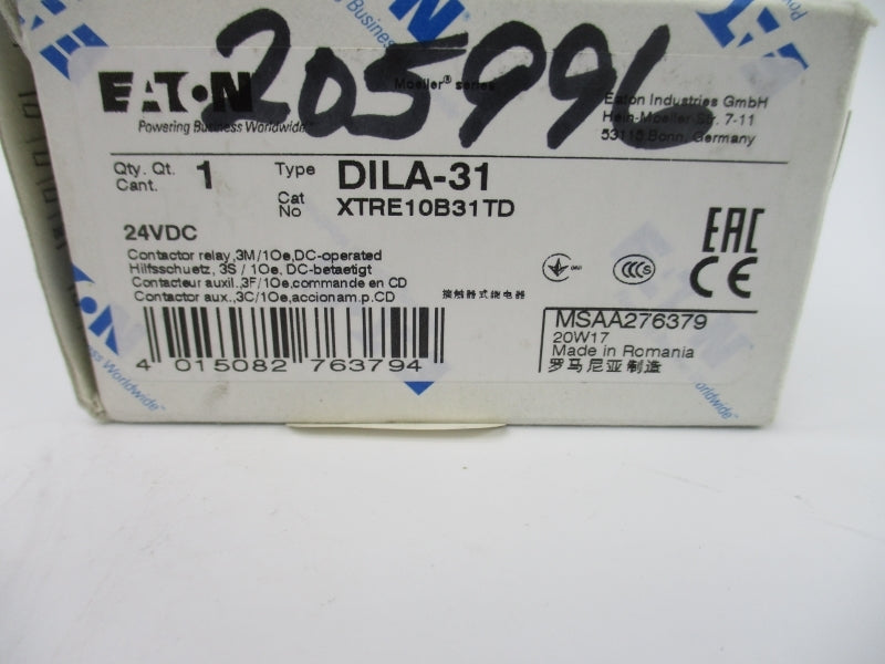 EATON XTRE10B31TD DILA-31 24VDC 16A NSMP