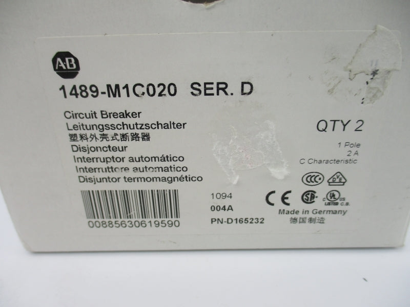 ALLEN BRADLEY 1489-M1C020 SER. D 277V 2A (PKG OF 2) NSMP