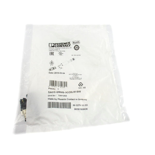 PHOENIX CONTACT SACC-M8MS-3CON-M-SW 1501252 30VAC/DC 4A NSMP