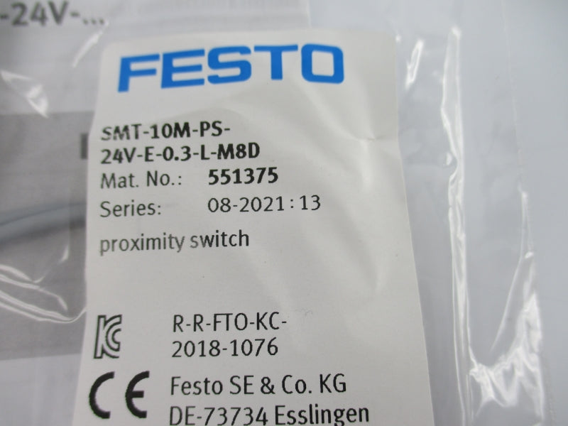 FESTO SMT-10M-PS-24V-E-0.3-L-M8D 551375 SER. 08-2021:13 NSMP