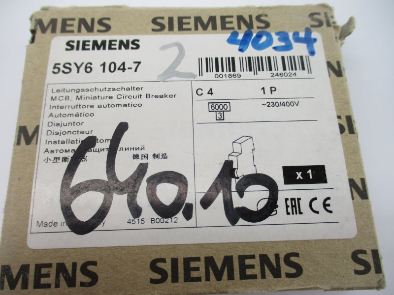 SIEMENS 5SY6104-7 230/400V 4A NSMP
