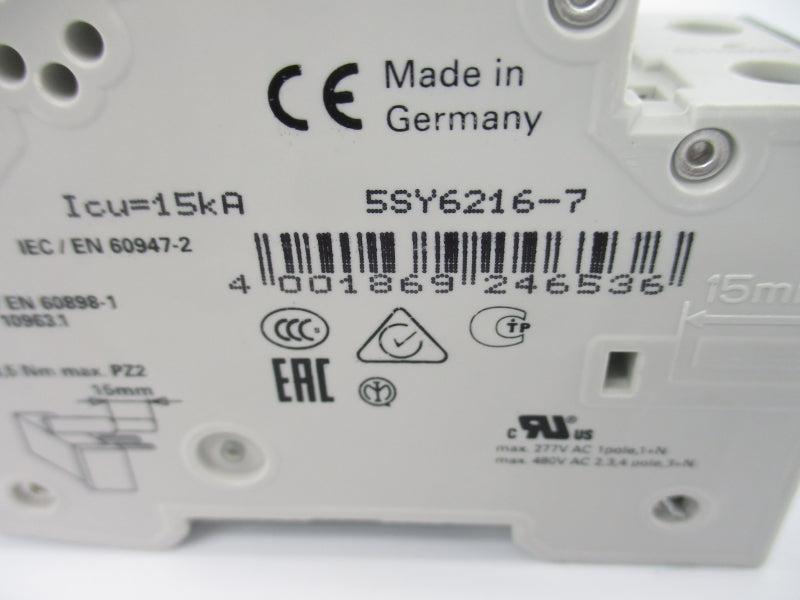 SIEMENS 5SY6216-7 400V 16A NSNP