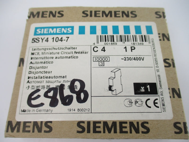 SIEMENS 5SY4104-7 230/400V 4A NSMP