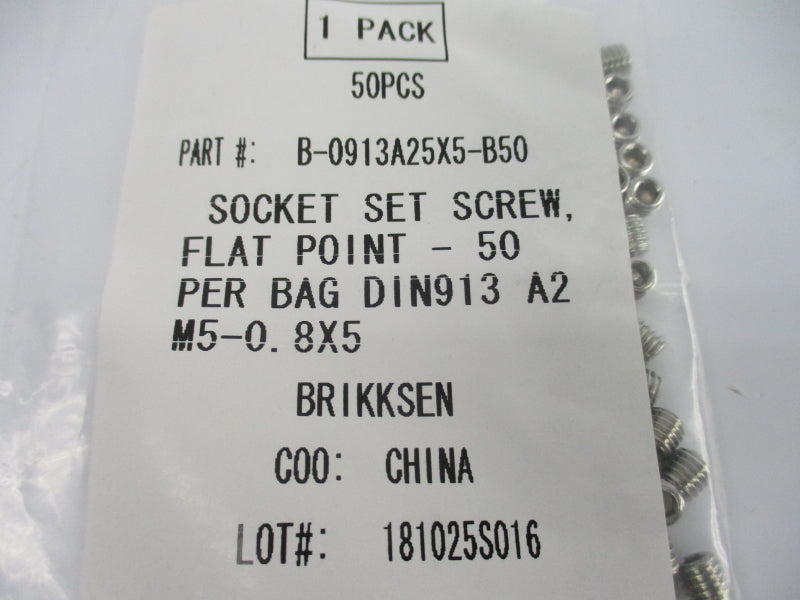 BRIKKSEN B-0913A25X5-B50 (PKG OF 50)NSMP