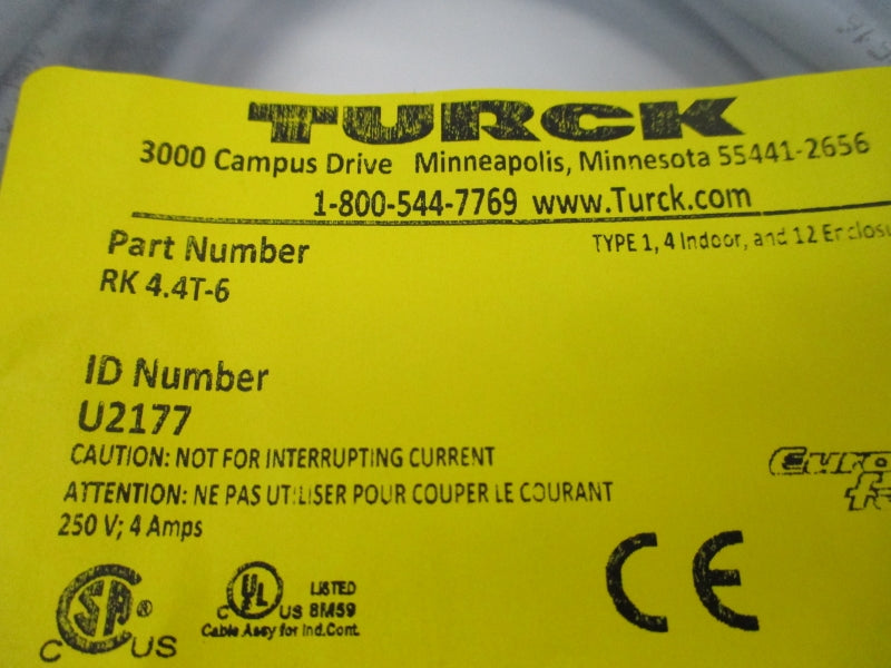 TURCK RK4.4T-6 U2177 250V 4A NSMP
