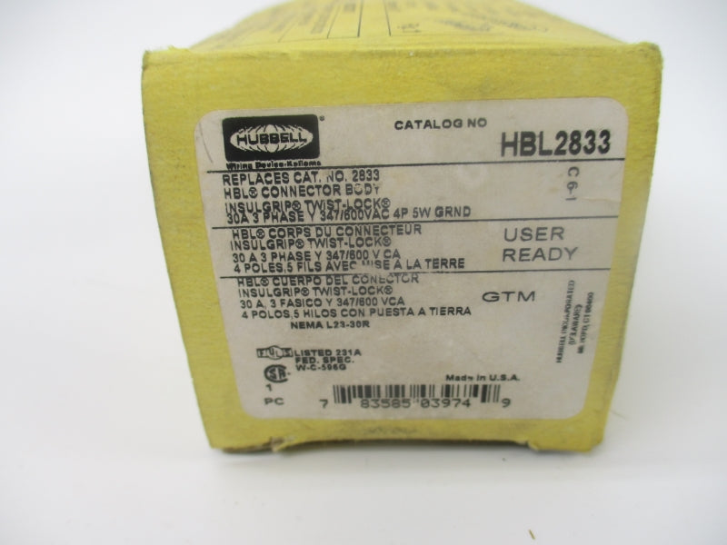 HUBBELL HBL2833 600VAC 30A NSMP
