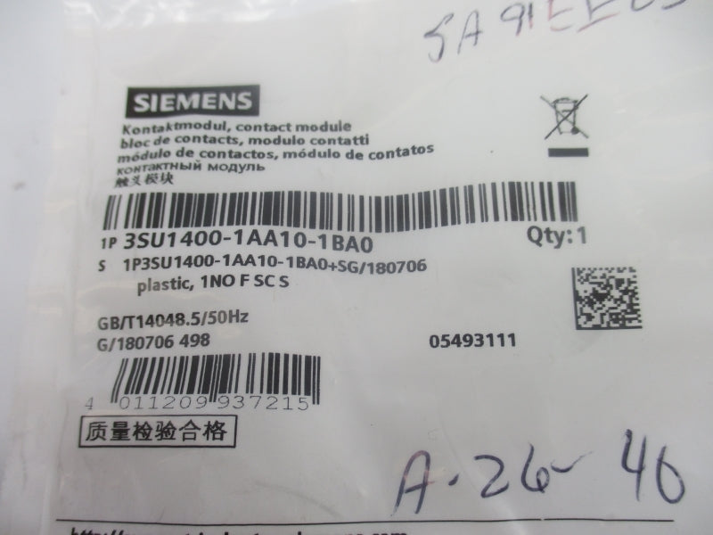 SIEMENS 3SU1400-1AA10-1BA0 230V 6A NSMP
