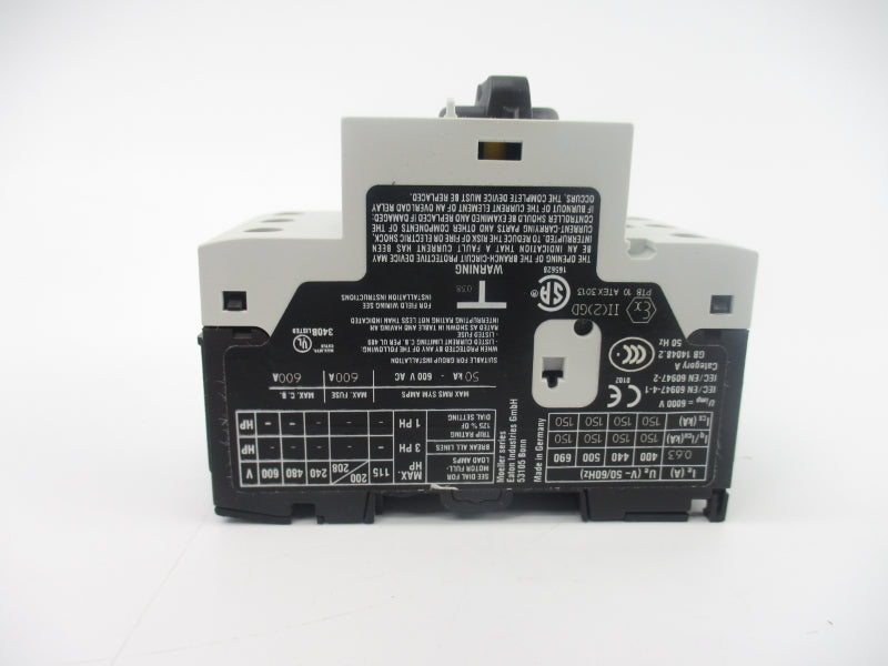 EATON XTPRP63BC1NL PKZM0-0,63 600VAC 0.4-0.63A NSMP