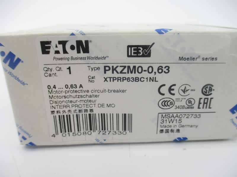 EATON XTPRP63BC1NL PKZM0-0,63 600VAC 0.4-0.63A NSMP