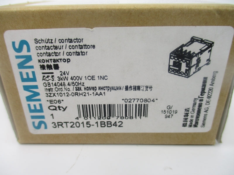 SIEMENS 3RT2015-1BB42 24VDC 18A NSMP