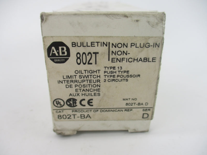 ALLEN BRADLEY 802T-BA SER. D 120-600VAC 60A (WH) NSMP