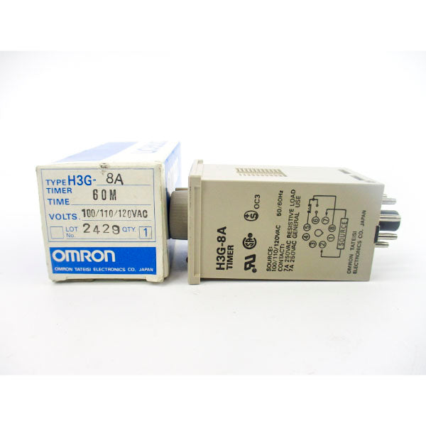 OMRON H3G-8A 100/110/120VAC 7A 0-60MIN NSMP