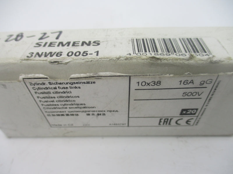 SIEMENS 3NW6005-1 500V 16A (PKG OF 20) NSMP