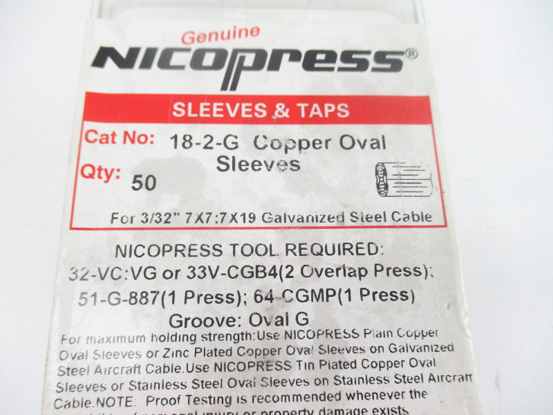 NICOPRESS 18-2-G (PG OF 50) NSFS