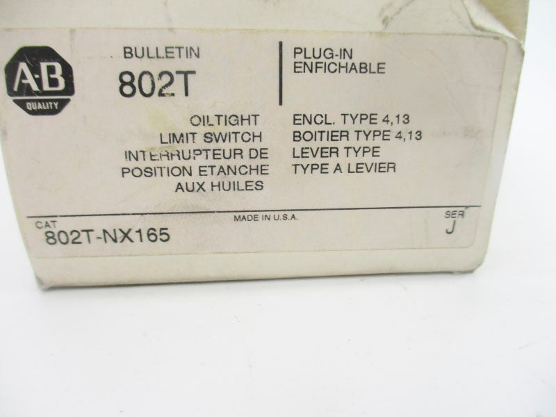 ALLEN BRADLEY 802T-NX165 SER. J 120-300VAC 15A (WH) NSMP