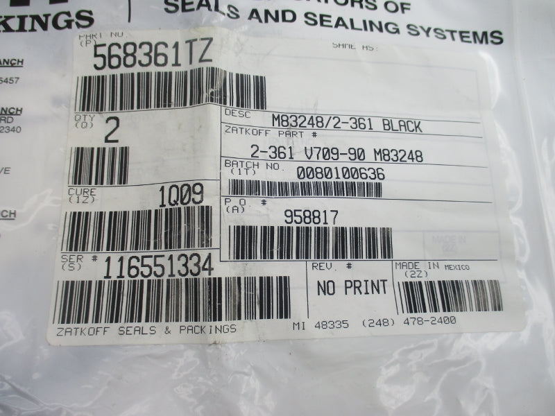 ZATKOFF 568361TZ 2-361V709-90-M83248 (PKG OF 2) NSMP