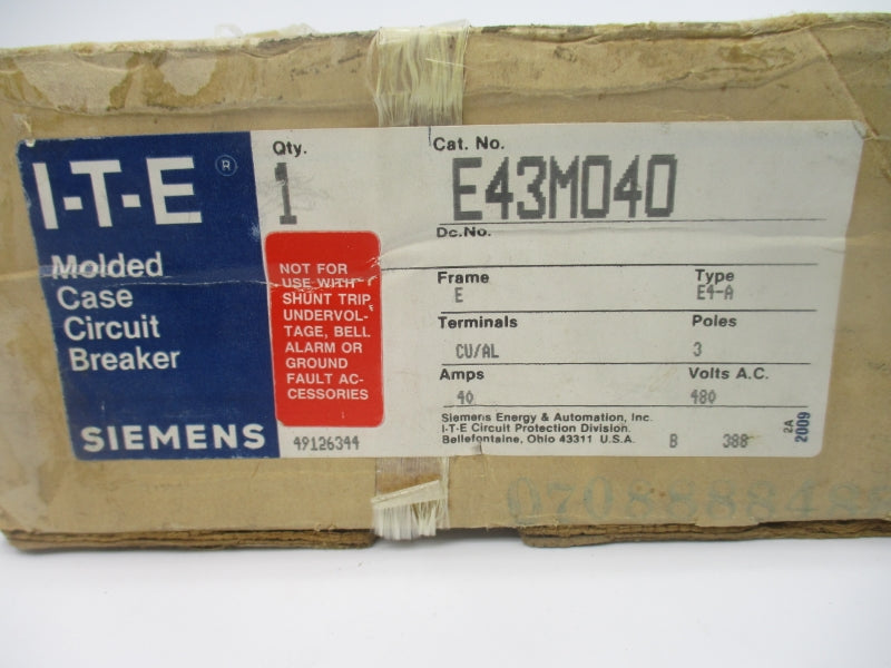 ITE E43M040 480VAC 40A (AS PICTURED) NSMP