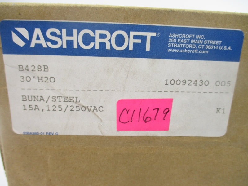 ASHCROFT B428B 125/250VAC 15A 20PSI NSMP