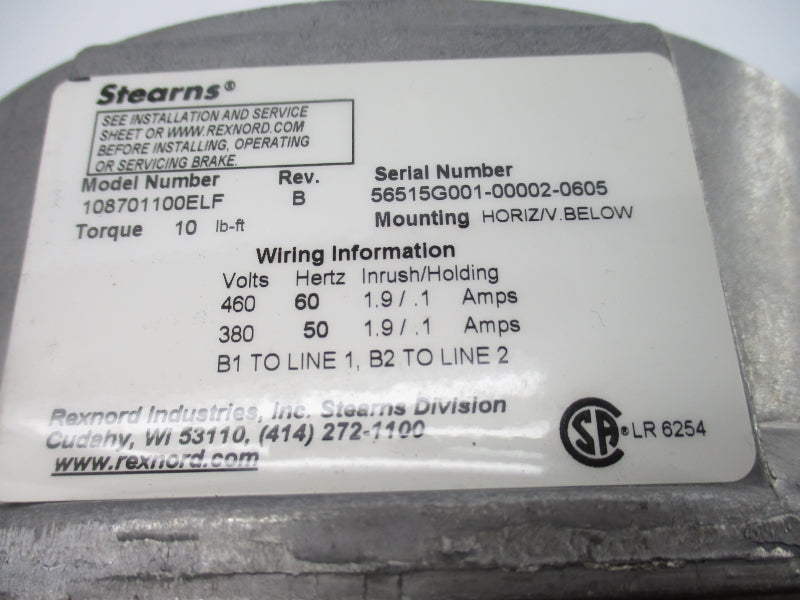 STEARNS 108701100ELF 380/460V 1.9/.1A NSNP