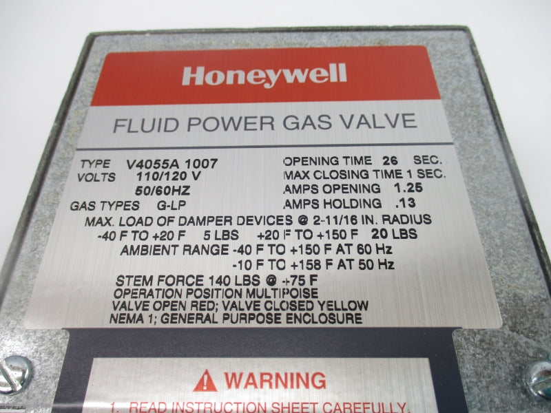 HONEYWELL V4055A1007 110/120V 1.25/.13A 26S NSNP