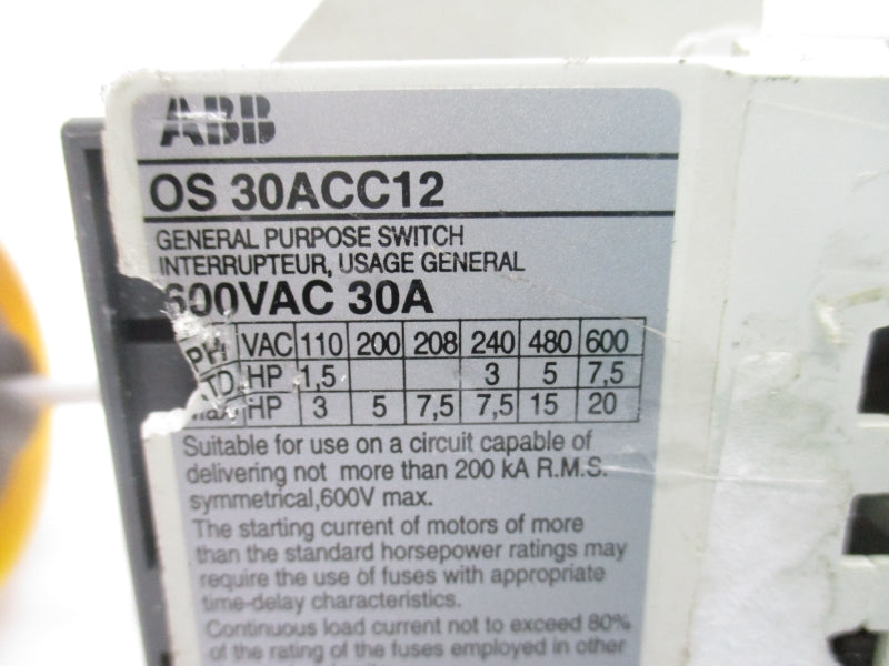 ABB OS30ACC12 600VAC 30A UNMP