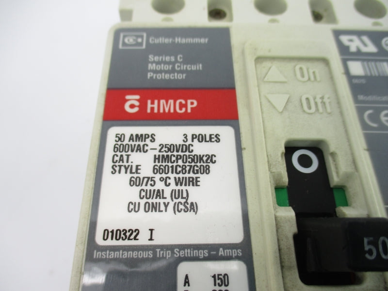 CUTLER HAMMER HMCP050K2C SER. C 600VAC 50A NSNP