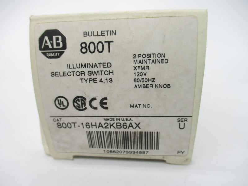 ALLEN BRADLEY 800T-16HA2KB6AX SER. U 120VAC (WH) NSMP