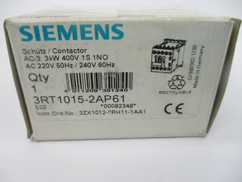 SIEMENS 3RT1015-2AP61 220/240V 18A NSMP