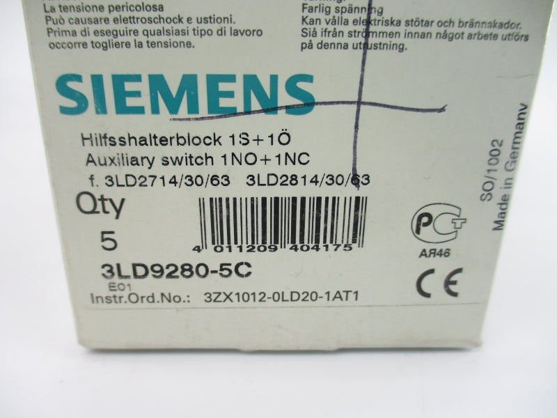 SIEMENS 3LD9280-5C 600VAC 10A (PKG OF 5) NSMP