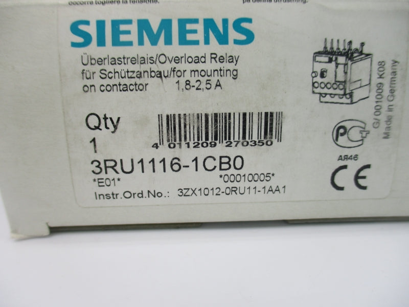 SIEMENS 3RU1116-1CB0 1.8-2.5A NSMP