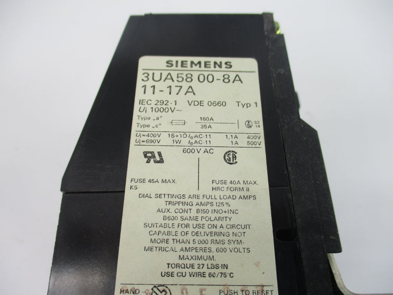 SIEMENS 3UA5800-8A 1000V 11-17A NSNP
