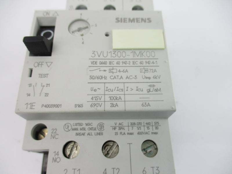 SIEMENS 3VU1300-1MK00 690V 4-6A NSNP