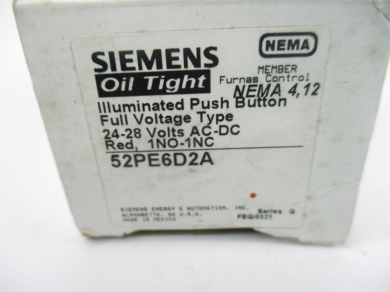 SIEMENS 52PE6D2A SER. G 24-28VAC/DC NSMP