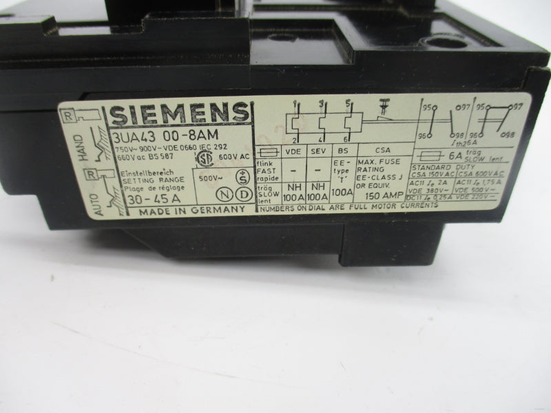 SIEMENS 3UA4300-8AM 660VAC 30-45A NSNP