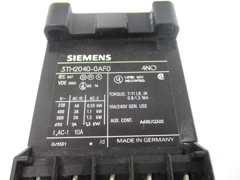 SIEMENS 3TH2040-0AF0 110/132V 10A NSNP