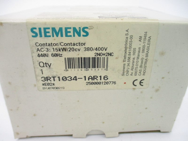 SIEMENS 3RT1034-1AR16 440V NSMP