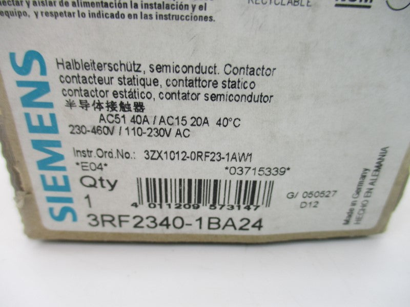SIEMENS 3RF2340-1BA24 110-230VAC 40A NSMP