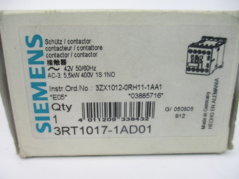 SIEMENS 3RT1017-1AD01 42V 60A NSMP
