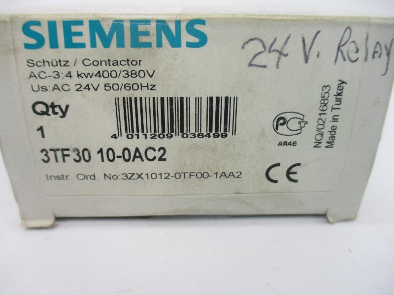 SIEMENS 3TF3010-0AC2 24V 20A NSMP