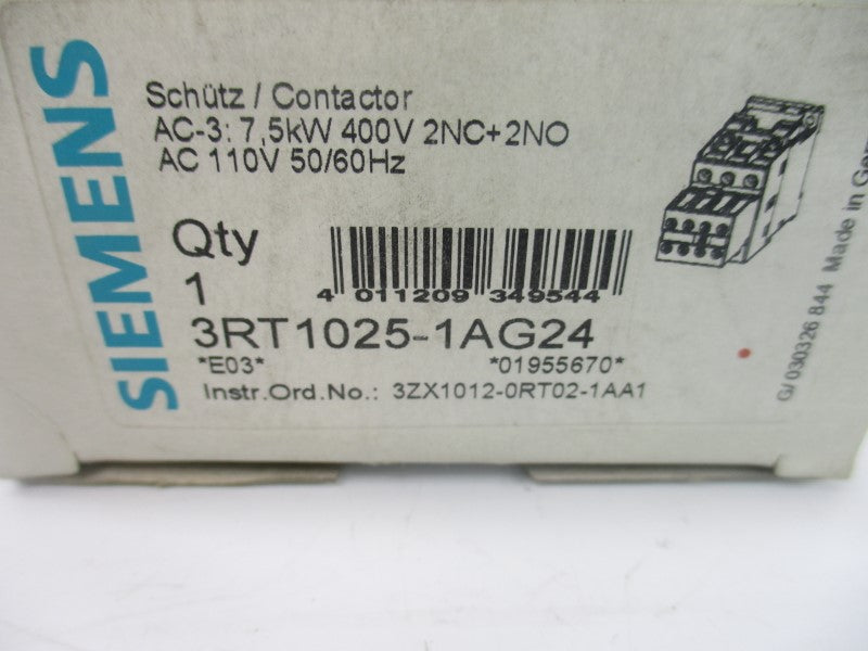 SIEMENS 3RT1025-1AG24 110V 35A NSMP