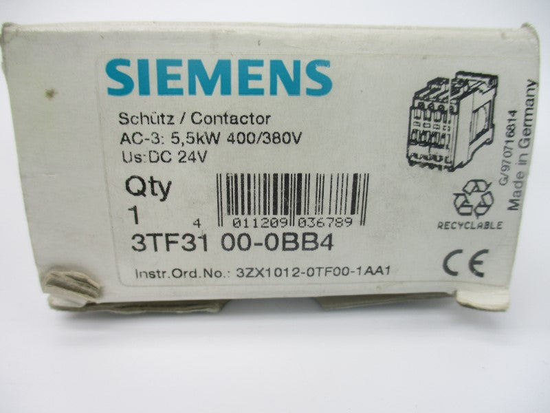 SIEMENS 3TF3100-0BB4 24VDC 20A NSMP