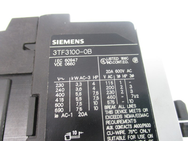 SIEMENS 3TF3100-0B 24V 20A NSNP