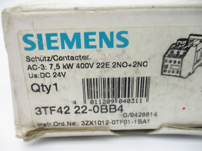 SIEMENS 3TF4222-0BB4 24VDC 30A NSMP