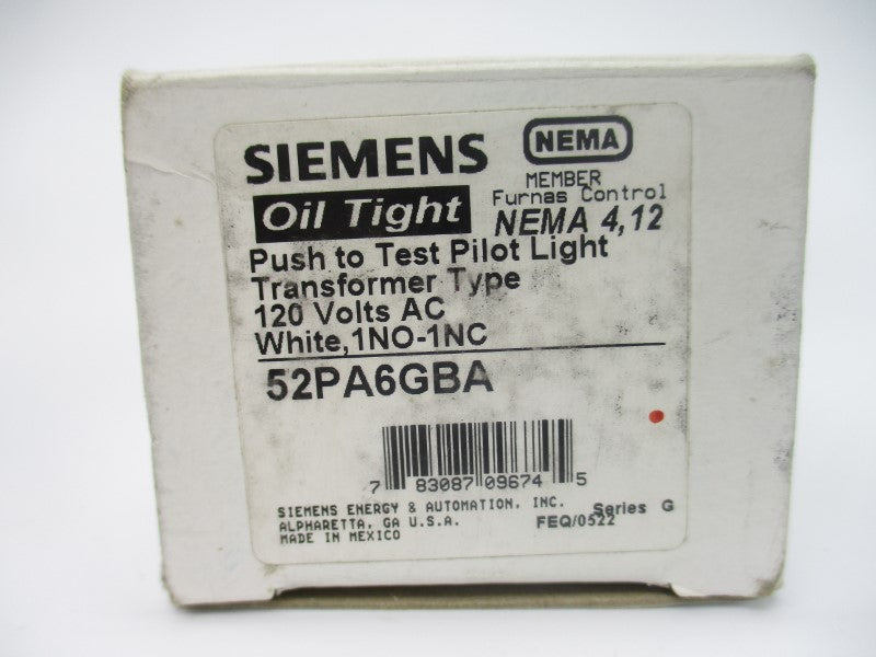 SIEMENS 52PA6GBA SER. G 120VAC NSMP