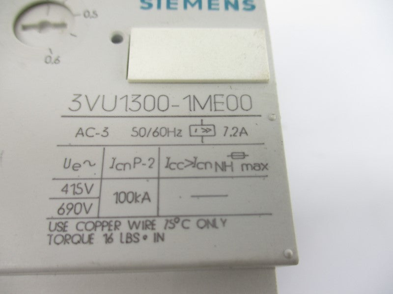 SIEMENS 3VU1300-1ME00 690V 0.4-0.6A NSNP