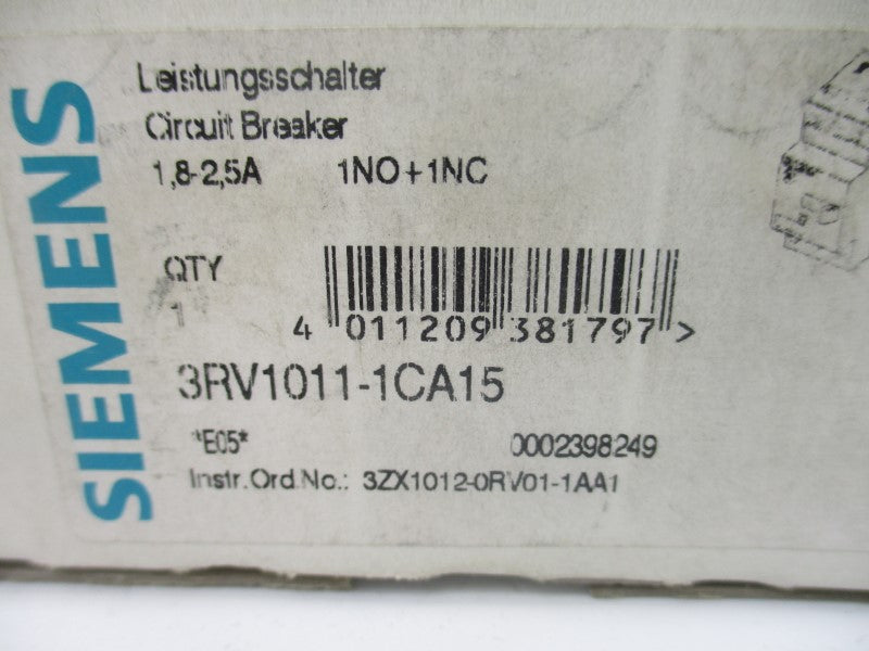 SIEMENS 3RV1011-1CA15 690V 1.8-2.5A  NSMP