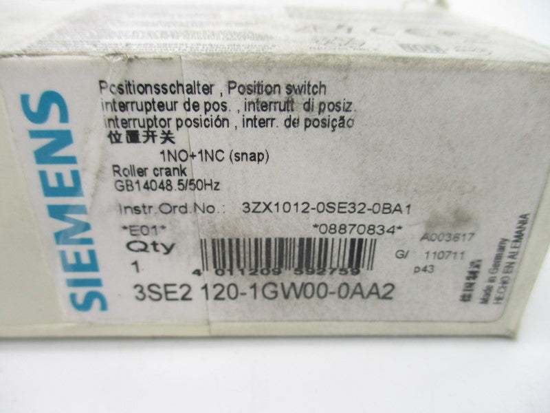 SIEMENS 3SE2120-1GW00-0AA2 500V 6A NSMP