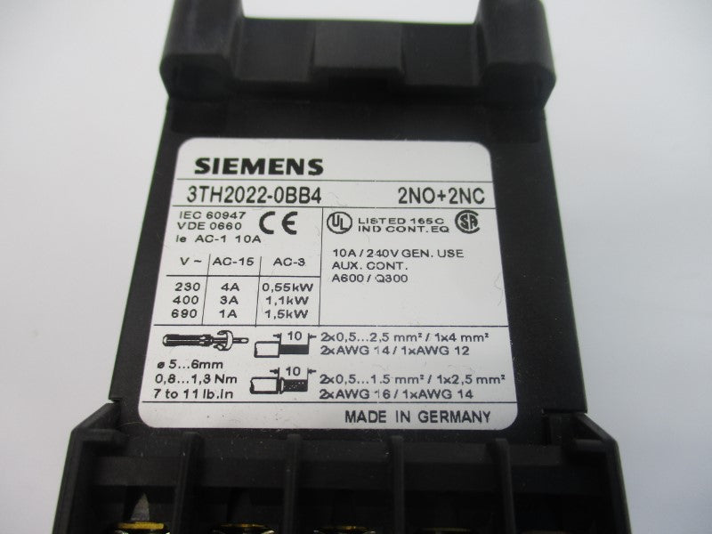 SIEMENS 3TH2022-0BB4 24VDC 10A NSNP