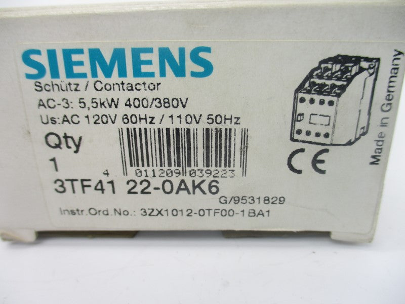 SIEMENS 3TF4122-0AK6 110/120V 20A NSMP