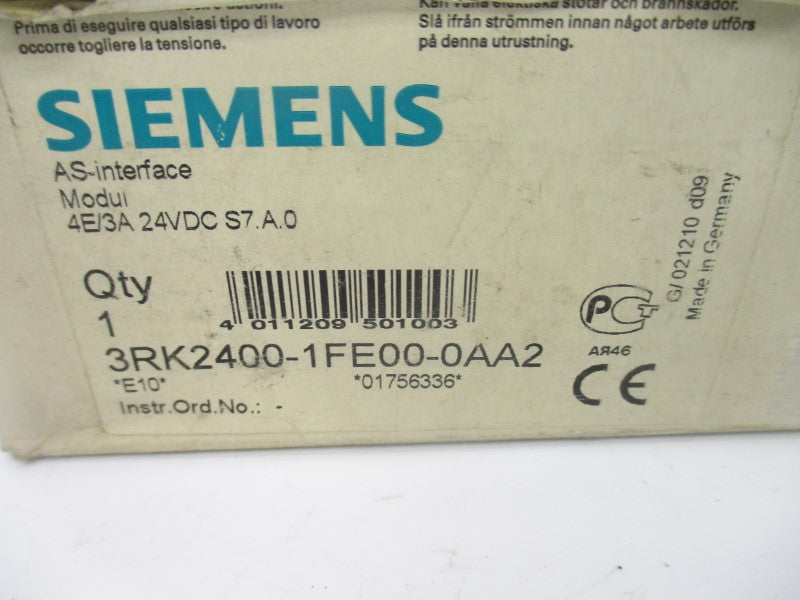 SIEMENS 3RK2400-1FE00-0AA2 24VDC 3A NSMP